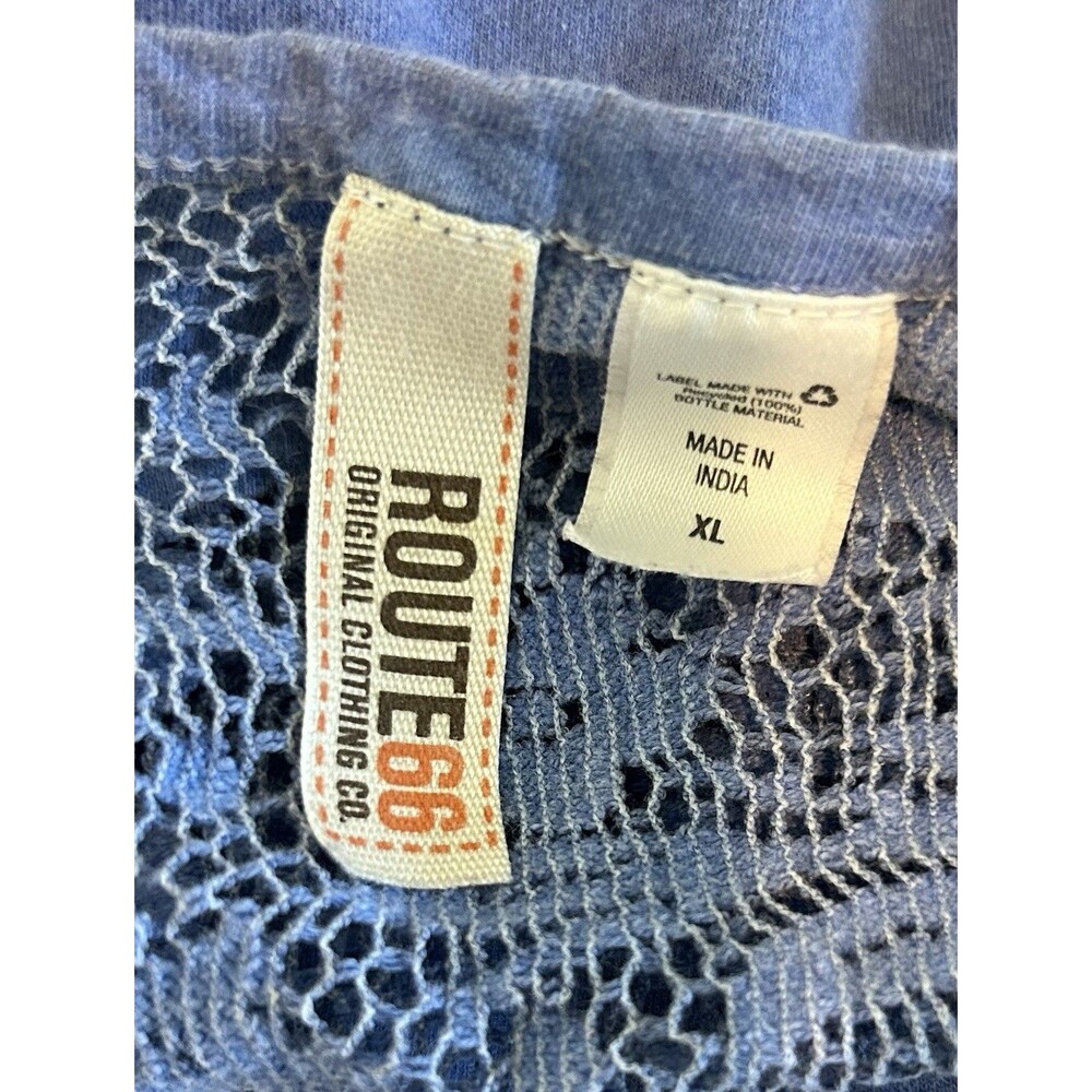 Route 66 Blue Scoop Neck T-Shirt With Lace Details, Size XL, 100 % cotton - Picture 2 of 6